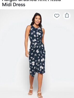 Nine Britton Abigail Brushed Knit Fitted Midi Dress Size Large 
 Floral